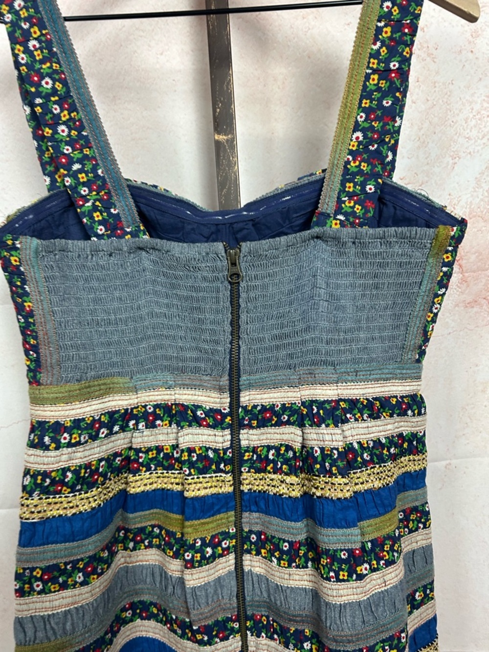 FREE PEOPLE New Romantics Ol' Oprey smocked dress size 10 M floral cottage beach - Picture 6 of 6